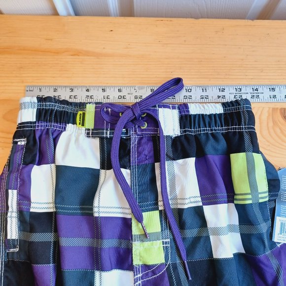 NWT! 👓 3/$40 Rip zone Men’s Swim Trunks Purple/ Lime/ Black Checkered (3598 - Picture 10 of 11